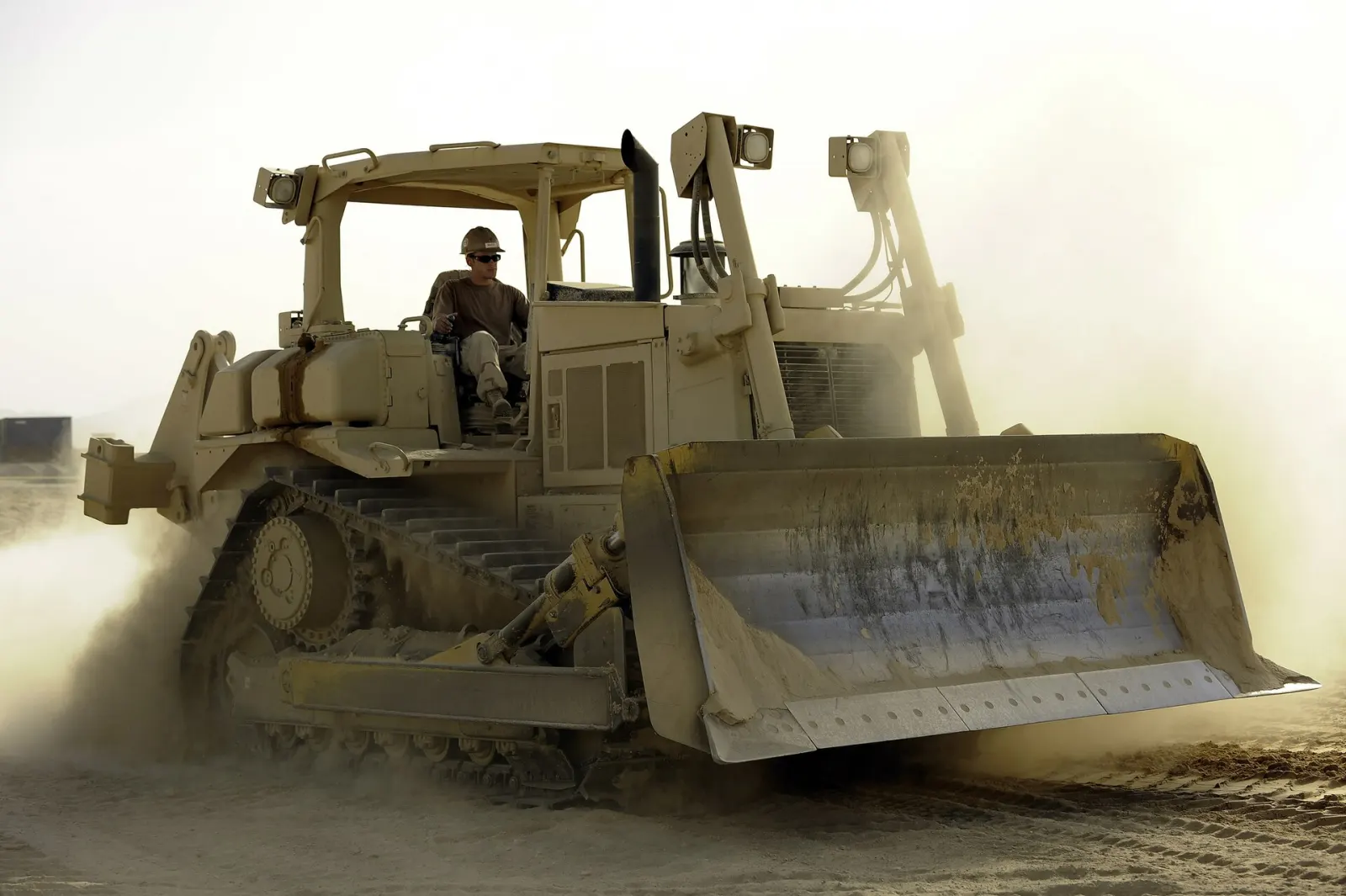 Dozer on earthworks — U.S. Navy photo (public domain)