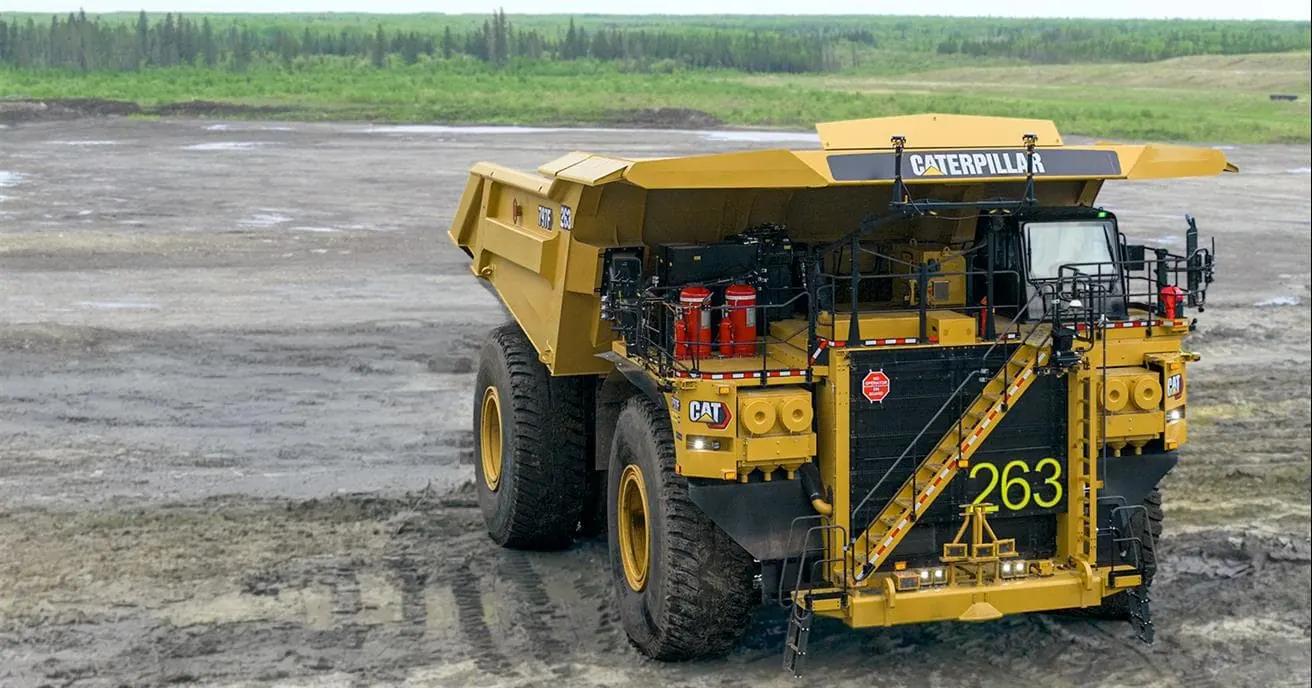 A haul truck equipped for autonomous operation at Syncrude — the banner image on Suncor’s own announcement; the dump body carries the 797F model designation and fleet number 263. Photo: Suncor